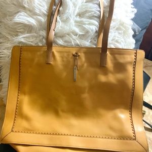 Vintage Francesco Biasia Mustard Colored soft leather tote bag